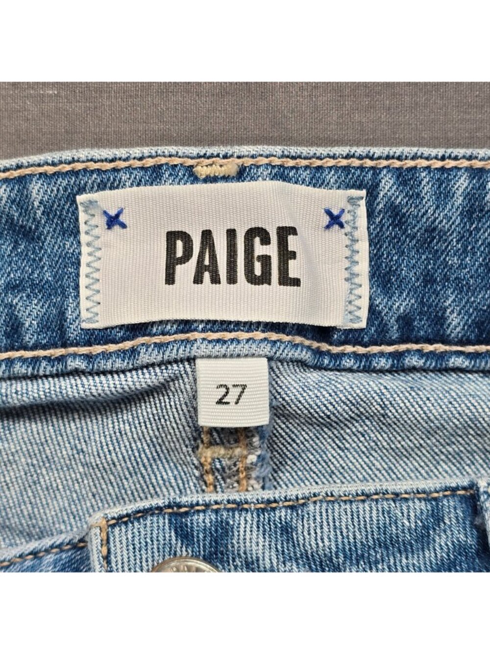 Paige Size 27 Womens Sarah Slim Jeans Light Blue Distressed Denim - Picture 2 of 6